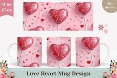 Lollipop Mug Template, Red Love Hearts Mug Design Product Image 1