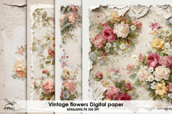 Vintage flowers digital paper Product Image 1