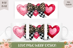 Love Hearts Mug Template, Leopard Bow Mug Wrap Design Product Image 1