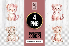 Cute Baby Tiger Watercolor Clipart Sublimation PNG Product Image 1