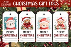 Cartoon Christmas Bear Gift Tags, Cozy Christmas Gift Tag Product Image 1