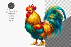 Rooster clipart, Farm animals clipart, Rooster sublimation Product Image 1