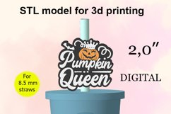 Pumpkin Queen, Helloween Straw Topper Stl File for 3D Print Product Image 1