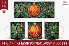 Christmas Balls Mug Wrap, Retro Christmas Mug Sublimation Product Image 1