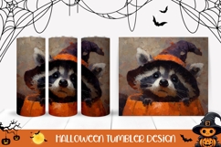 Art Halloween Tumbler, Halloween Raccoon Tumbler Template Product Image 1