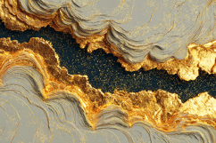 A luxurious abstract art piece featuring gold and gray swirl Product Image 1