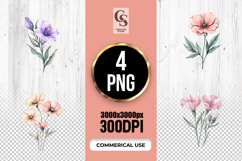 Watercolor Wildflower Clipart Sublimation PNG Product Image 1