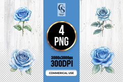 Blue Rose Flower Clipart Sublimation PNG Product Image 1