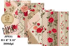 Valentines, Shabby Chic, Papers, Junk Journal Product Image 1