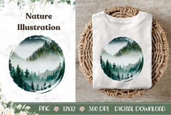 Watercolor Forest Illustration, Cartoon Forest PNG Product Image 1