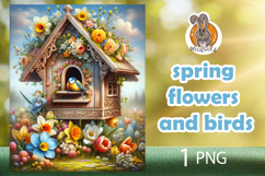 spring flowers, bird, birdhouse Product Image 1