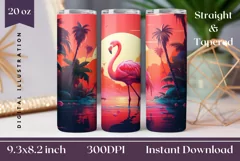 Colorful Flamingo Tumbler Wrap Design, Summer Sublimation Product Image 1