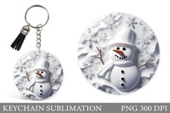 Snowman Keychain Design. 3D Snowman Round Keychain Product Image 1