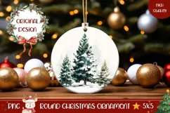 Watercolor Christmas Ornament, Winter Forest Round Ornament Product Image 1