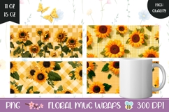 Sunflowers Mug Wrap Designs, Yellow Mug Template Product Image 1
