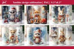 Bundle Christmas tumbler wrap, Watercolor Christmas animals Product Image 1