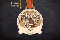 Dog Medal English bulldog SVG laser cut files for Glowforge Product Image 1
