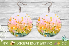 Art Flowers Earrings PNG, Abstract Round Earrings Product Image 1