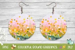 Art Flowers Earrings PNG, Abstract Round Earrings Product Image 1