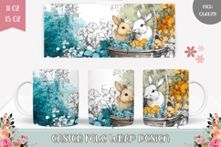 Floral Easter Basket Mug, Easter Bunnies Mug Sublimation Product Image 1