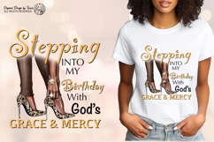 Stepping Into My Birthday PNG Brown Leopard Heels Design PNG Product Image 2