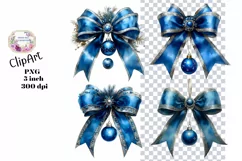 Christmas, Bows, Ephemera, PNG, watercolor, Clipart Product Image 1