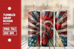 4th Of July Rooster American Flag 20 oz Skinny Tumbler Product Image 1
