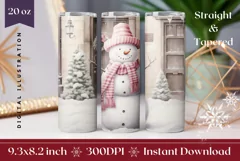 Christmas Tumbler Design, Christmas Snowman Sublimation PNG Product Image 1