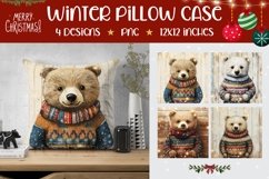 Cartoon Bear Pillowcase Designs, Winter Bear Pillow Case PNG Product Image 1