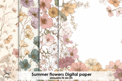 Summer flowers digital paper Product Image 1
