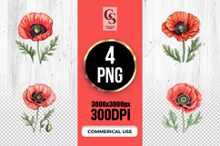 Watercolor Poppy Flower Clipart Sublimation PNG Product Image 1