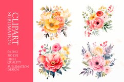 Watercolor floral Flower Clipart Sublimation Product Image 1