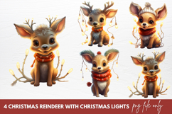Christmas Reindeer With Christmas Lights Clipart Product Image 1