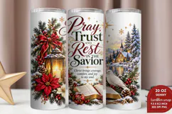 Pray Trust Rest 20oz Tumbler Wrap, Christian Christmas Praye Product Image 2