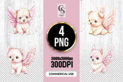 Cute Pink Angel Puppy Wings Clipart Sublimation PNG Product Image 1
