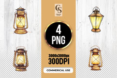 Watercolor Vintage Lantern Clipart PNG Product Image 1