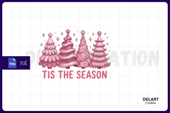 Tis the Season PNG Design, Pink Retro Christmas PNG Design Product Image 1