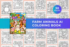 Farm Animals AI Coloring Book Kdp interiors Product Image 1
