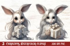 Cute Silver Christmas Watercolor Clipart, Christmas SVG Product Image 2