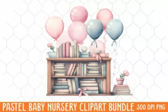 Pastel Baby Nursery Clipart Big, Baby Boy Elephant Clipart Product Image 1