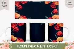Spring Flowers Mug Design, Red Tulips Mug Sublimation Product Image 1