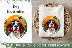 Summer Saint Bernard Dog llustration, Saint Bernard PNG Product Image 1