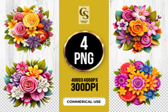Bright Flower Bouquet Clipart Sublimation PNG Product Image 1
