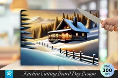 Cozy Cabin Bamboo Christmas Cutting Board PNG Design Product Image 1