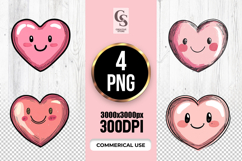 Cute Pink Smiling Heart Clipart Sublimation PNG Product Image 1