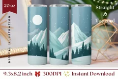Christmas Tumbler Wrap Design, Forest Tumbler Sublimation Product Image 1