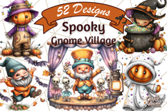 52 Spooky Gnome Village Clipart PNG Halloween Png Product Image 1