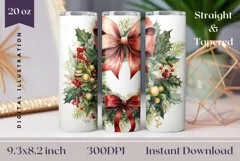 Christmas Tumbler Wrap, Watercolor Christmas Wreath Design Product Image 1