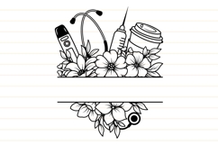 Floral Nurse Svg , Flower Svg, Floral Nurse Split Monogram Product Image 7