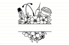 Floral Nurse Svg , Flower Svg, Floral Nurse Split Monogram Product Image 7